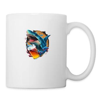 Requin buveur de bière - Mug blanc - blanc - Droite
