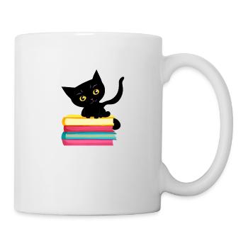 Cat Reading Cat Book Domestic Cat Kitten Books - Mug - white - Right