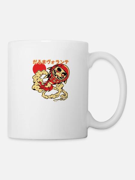 Fliegende Daruma-Puppe - Tasse - Weiß
