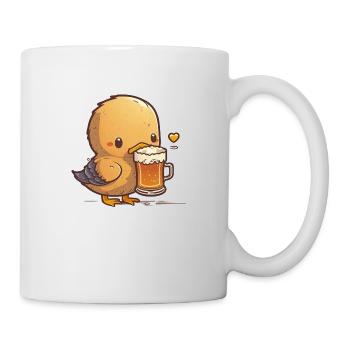 Mignon bébé caneton avec de la bière. Chemise de bière - Mug blanc - blanc - Droite