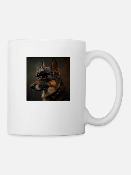 Schaferhund Steampunk - Tasse - Weiß