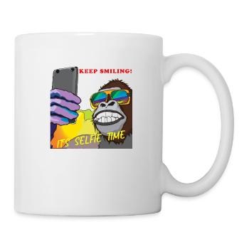 Funny gorilla makes selfie gift - Mug - white - Right