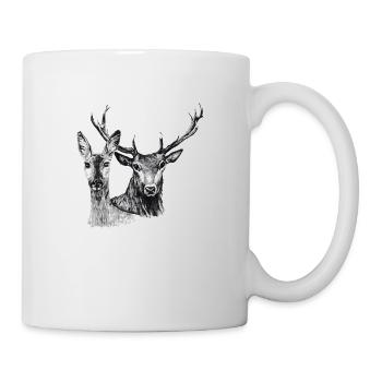 Cerfs et biche - Mug blanc - blanc - Droite