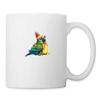 Parrot cuddles with beer - Mug - white - Right