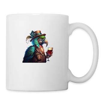 Perroquet cool avec chapeau et bière - Mug blanc - blanc - Droite