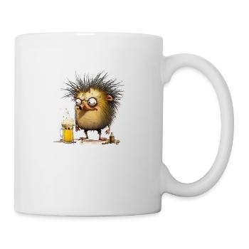 Hérisson fou luxuriant avec de la bière - Mug blanc - blanc - Droite