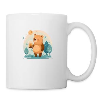 doux ours heureux avec bière - Mug blanc - blanc - Droite
