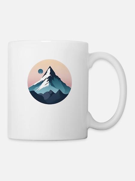 Gebirgslandschaft Geometrische Kunst - Tasse - Weiß