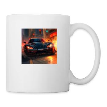 car with the headlights - Tasse - Weiß - Rechts