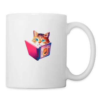 Cat Books Kitten Reading Domestic Cat Cat Book - Mug - white - Right