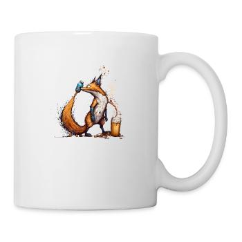 Cooler Fuchs spielt mit Bier - Tasse - Weiß - Rechts