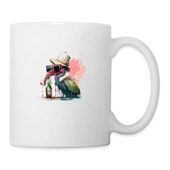 Cool flamingo with sunglasses beer and hat - Mug - white - Right