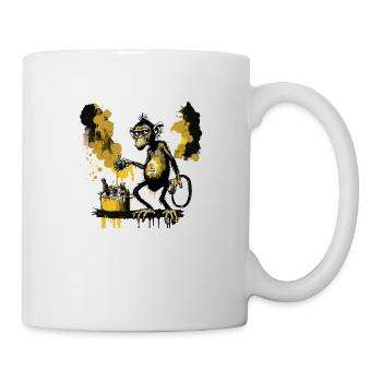 Cooler Schimpanse der sein eigenes Bier braut - Tasse - Weiß - Rechts
