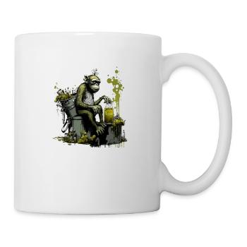 Chimpanzees in front of the brewing kettle, special brow - Mug - white - Right