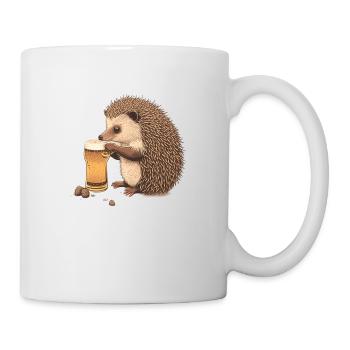 Hérisson mignon avec de la bière - Mug blanc - blanc - Droite