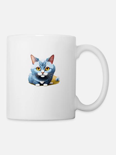Blaues Kätzchen - Tasse - Weiß