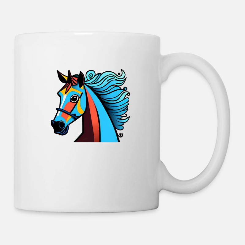 Portrait de cheval coloré - Mug blanc - blanc