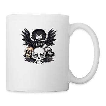 Rabe sitzt auf einem Schädel - Tasse - Weiß - Rechts