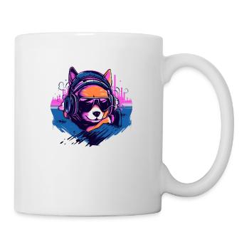 Shiba Inu in Synth Wave Style - Mug - white - Right