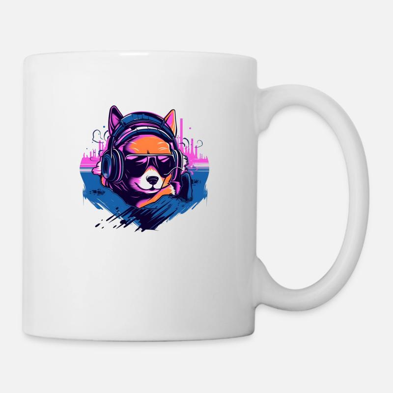 Shiba Inu im Synth Wave Style - Tasse - Weiß