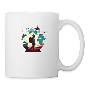 L’envie de voyager, les avions dans le ciel et les randonneurs - Mug blanc - blanc - Droite