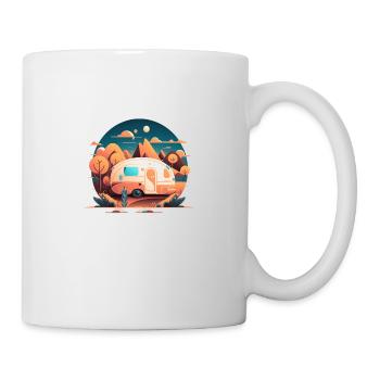 Campen mit Wohnwagen in der Natur - Tasse - Weiß - Rechts