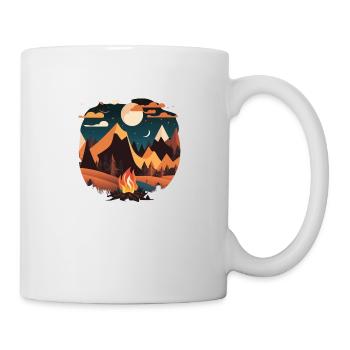 Camping bei Mondschein mit Lagerfeuer - Tasse - Weiß - Rechts
