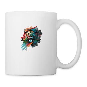Beautiful colorful lion head with splash - Mug - white - Right
