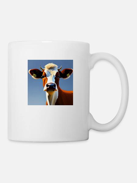 Braune und weiße Kuh - Tasse - Weiß