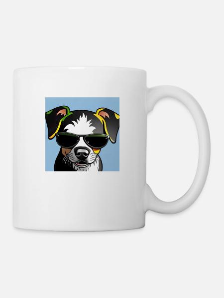 Chien coloré avec des lunettes de soleil - Mug blanc - blanc