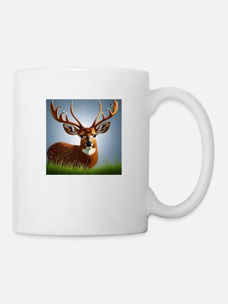 Hirsch im Gras - Tasse - Weiß