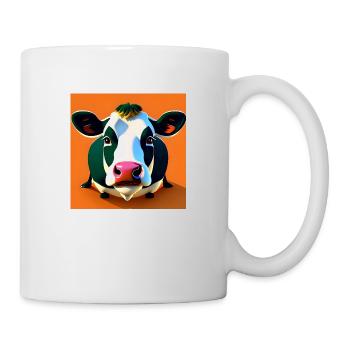 Vache noire et blanche sur fond orange - Mug blanc - blanc - Droite