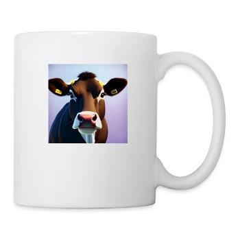Brown-Kuh auf buntem Hintergrund - Tasse - Weiß - Rechts