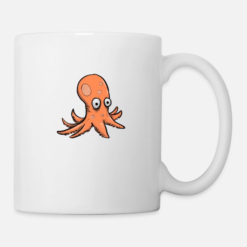Oktopus-Karikatur - Tasse - Weiß