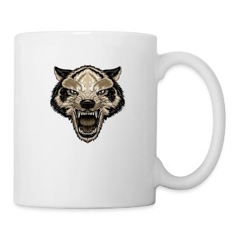 wolf tier niedlicher hund natur werwolf wald wilder wolf - Tasse - Weiß - Rechts