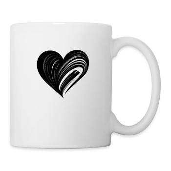 romantisches geschwungenes Herz für Valetninstag - Tasse - Weiß - Rechts