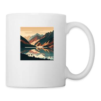 Minimalistische Berglandschaft mit See - Tasse - Weiß - Rechts