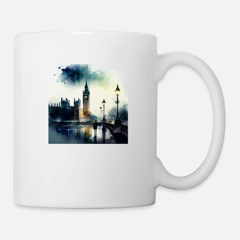 London Scenery Big Ben Aquarell - Mug - white