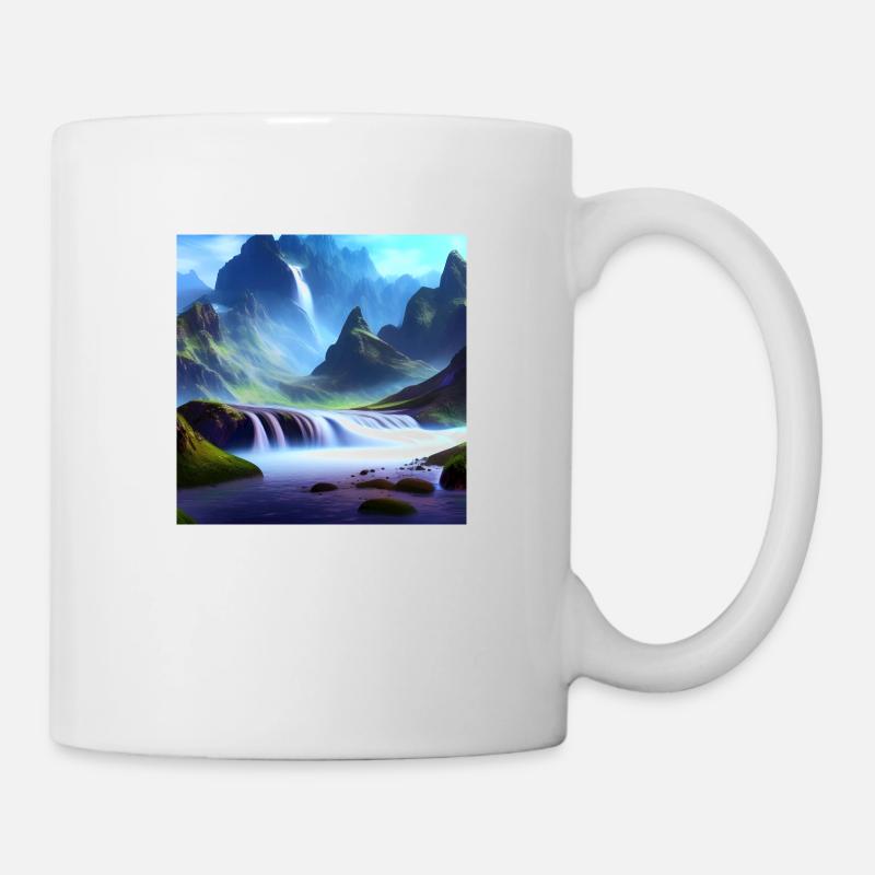 Waterfall and Berge_01 - Mug - white
