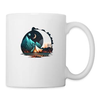 Tent in the moonlight, mountains, camping - Mug - white - Right