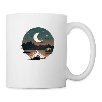 Feu de camp au clair de lune pour les routards et les campeurs - Mug blanc - blanc - Droite