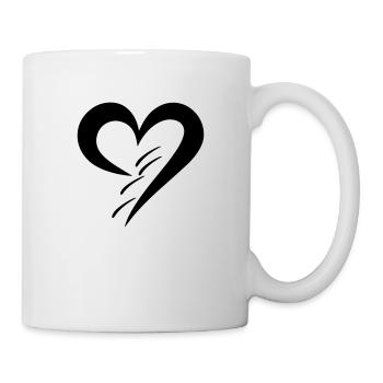 romantisches geschwungenes Herz für Valetninstag - Tasse - Weiß - Rechts