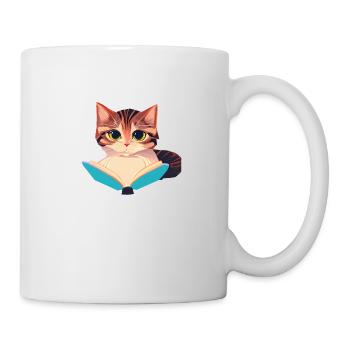 Cat Books Reading Domestic Cat Cat Book Kitten - Mug - white - Right