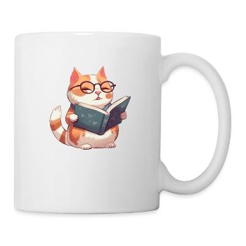 Livres Lecture Chat domestique Chat Chat Livre Chaton - Mug blanc - blanc - Droite