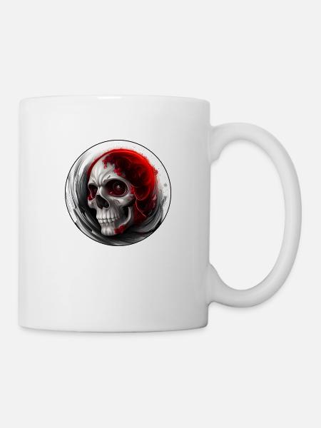 Darkside Design - Schädel Kunst 4 - Tasse - Weiß