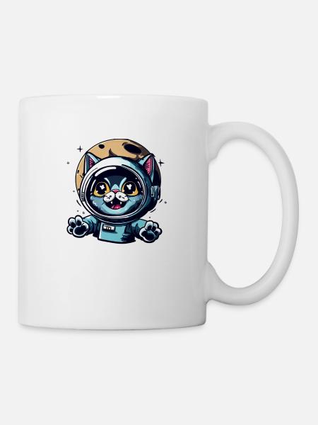 Space Cat to Moon - Tasse - Weiß