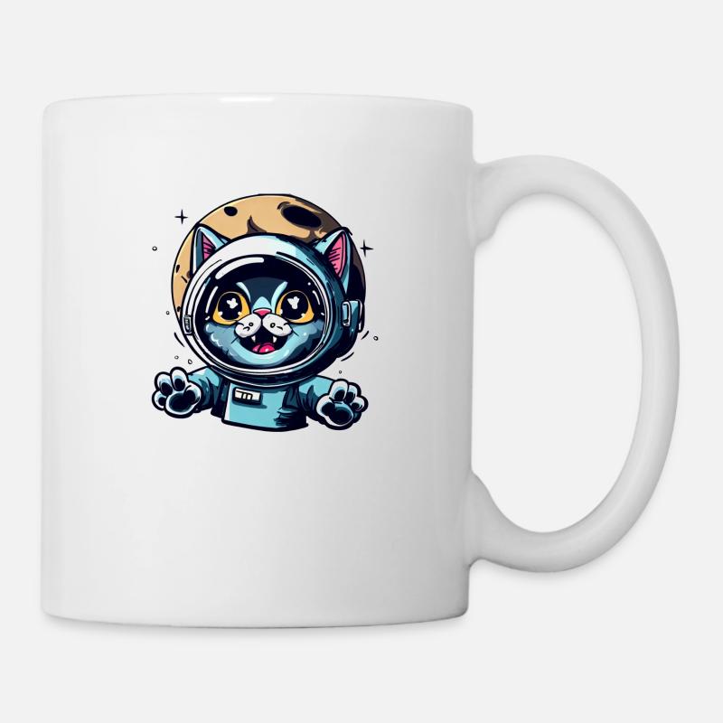 Space Cat to Moon - Tasse - Weiß