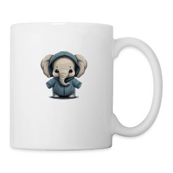 Babyelefant mit Hoodie - Tasse - Weiß - Rechts