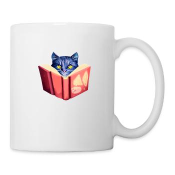 Cat Books Reading Domestic Cat Cat Book Kitten - Mug - white - Right