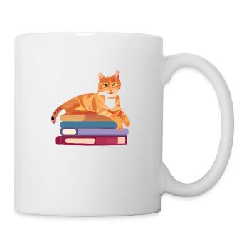 Cat Book Kitten Domestic Cat Books Reading Cats - Mug - white - Right